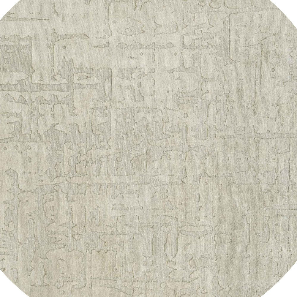 8' Gray and Beige Round Abstract Non Skid Area Rug