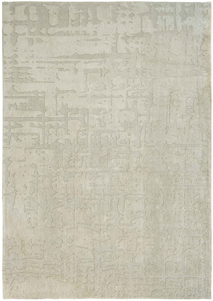 8' Gray and Beige Round Abstract Non Skid Area Rug