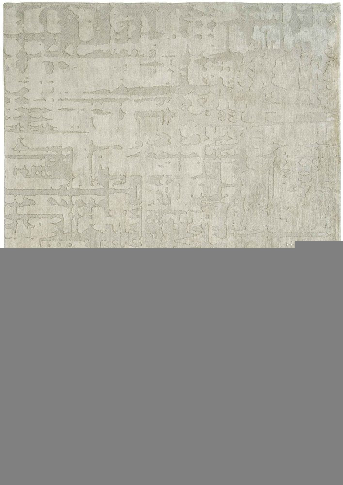 8' Gray and Beige Round Abstract Non Skid Area Rug
