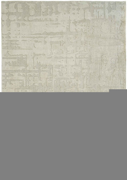 8' Gray and Beige Round Abstract Non Skid Area Rug