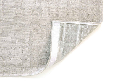8' Gray and Beige Round Abstract Non Skid Area Rug