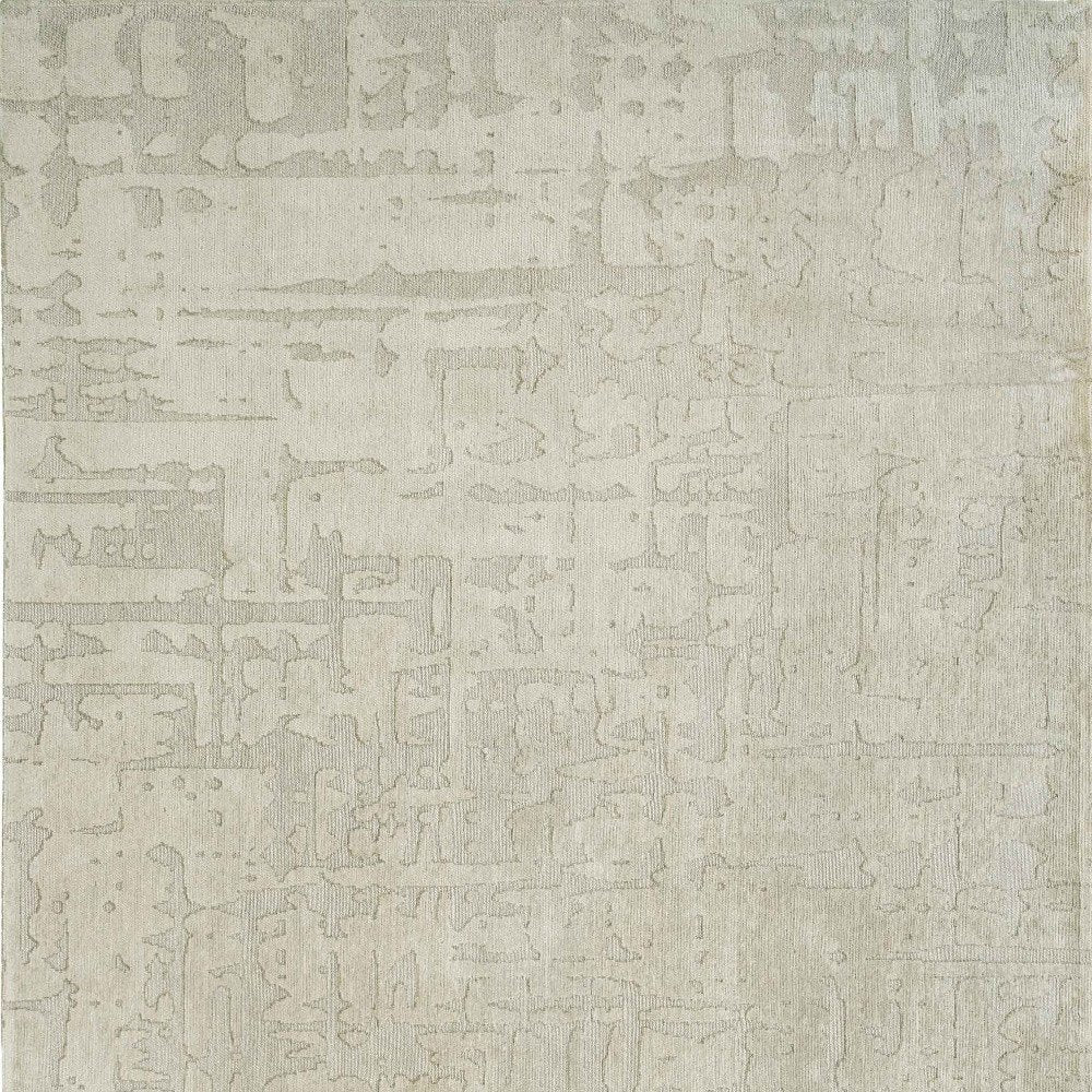 8' Gray and Beige Round Abstract Non Skid Area Rug