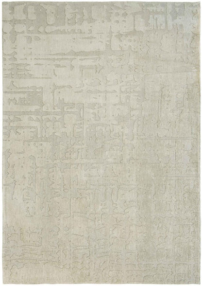 5' Gray and Beige Round Abstract Non Skid Area Rug