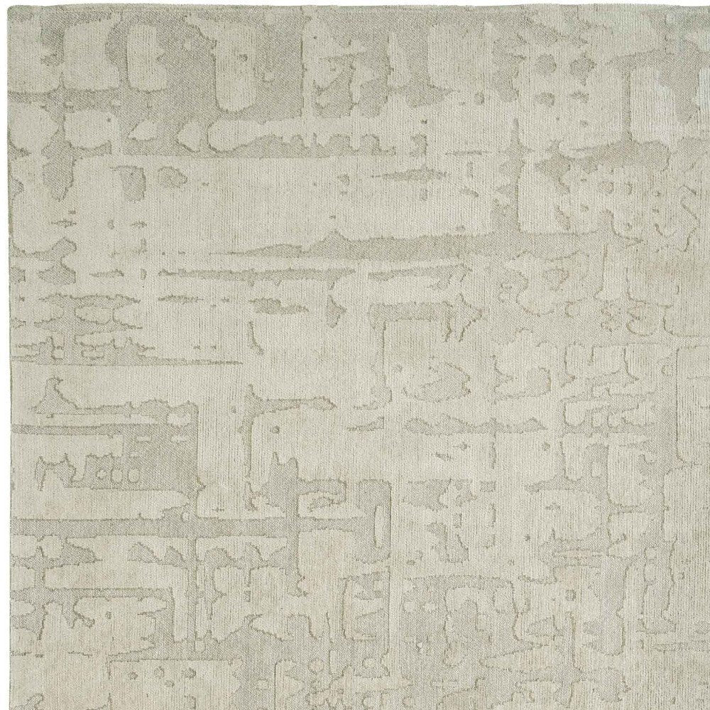 5' Gray and Beige Round Abstract Non Skid Area Rug