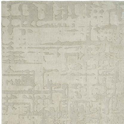 5' Gray and Beige Round Abstract Non Skid Area Rug