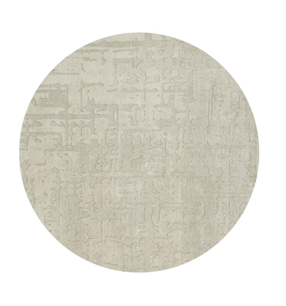 5' Gray and Beige Round Abstract Non Skid Area Rug