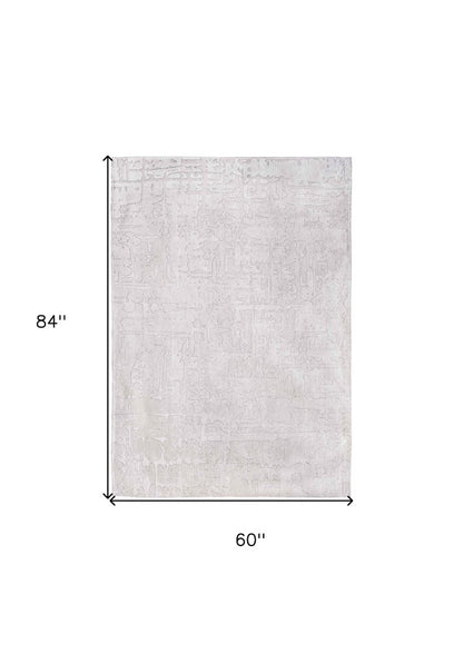 6' X 8' White Abstract Non Skid Area Rug