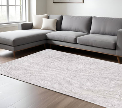 6' X 8' White Abstract Non Skid Area Rug