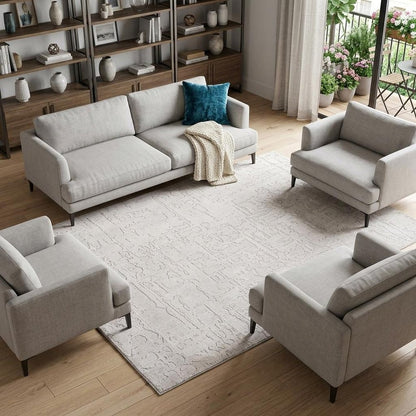 9' X 13' White Abstract Non Skid Area Rug