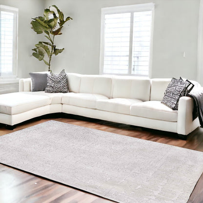 9' X 13' White Abstract Non Skid Area Rug