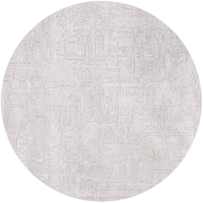 8' White Round Abstract Non Skid Area Rug