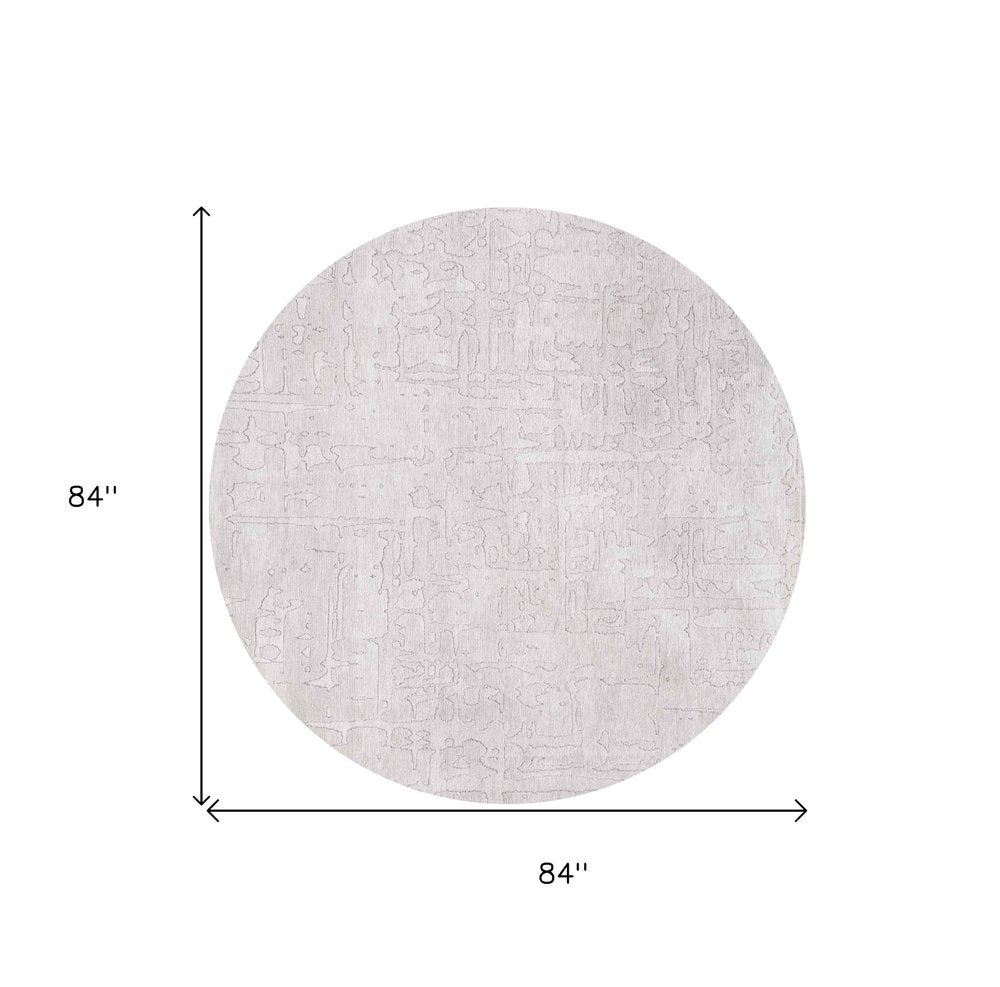8' White Round Abstract Non Skid Area Rug