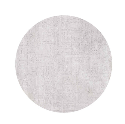 8' White Round Abstract Non Skid Area Rug