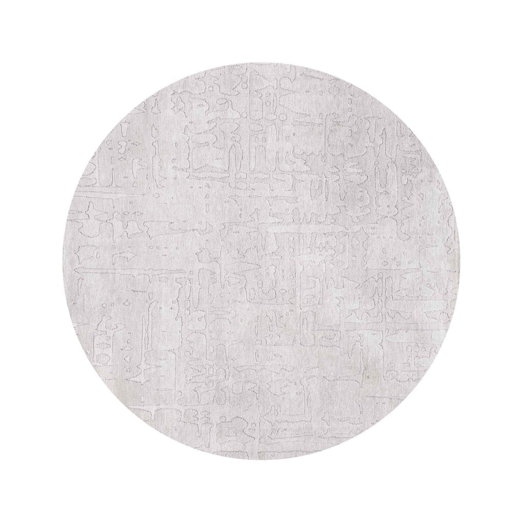 8' White Round Abstract Non Skid Area Rug