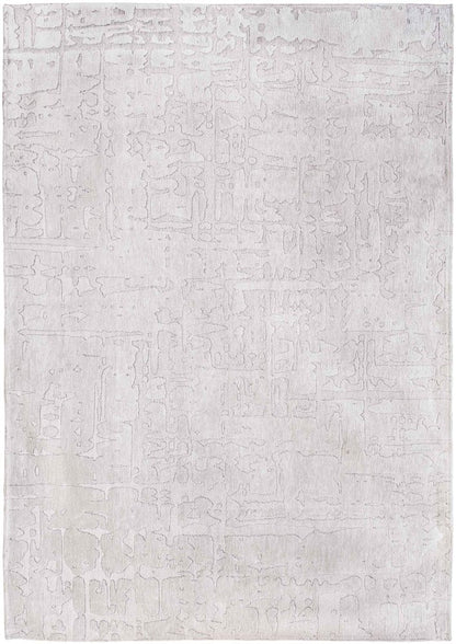 5' White Round Abstract Non Skid Area Rug