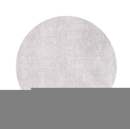 5' White Round Abstract Non Skid Area Rug