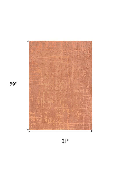 3' X 5' Orange Abstract Non Skid Area Rug