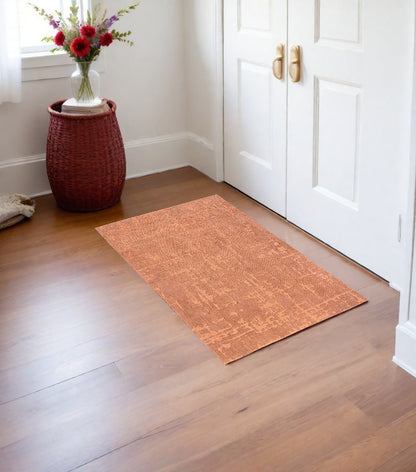 3' X 5' Orange Abstract Non Skid Area Rug