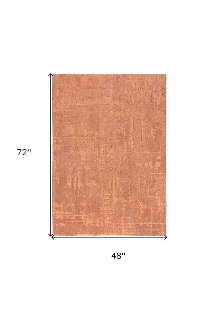 5' X 7' Orange Abstract Non Skid Area Rug