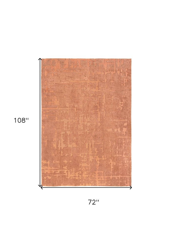7' X 9' Orange Abstract Non Skid Area Rug