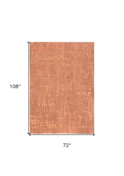 7' X 9' Orange Abstract Non Skid Area Rug