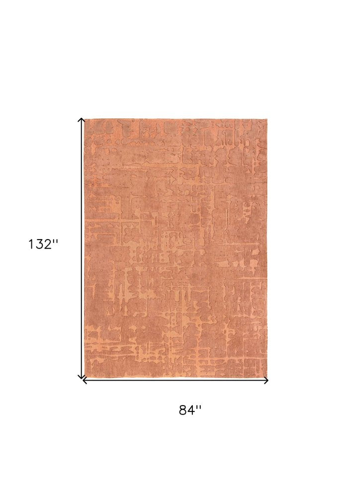 8' X 11' Orange Abstract Non Skid Area Rug