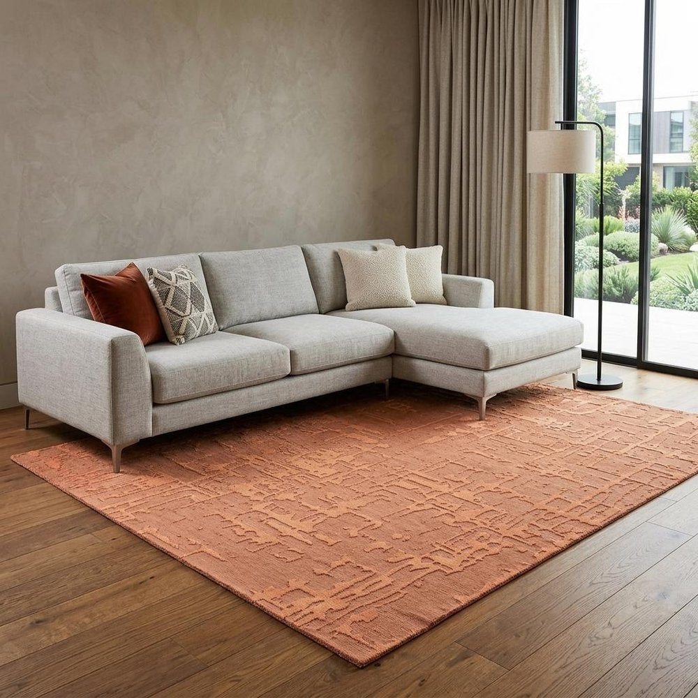 8' X 11' Orange Abstract Non Skid Area Rug