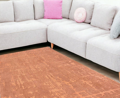 8' X 11' Orange Abstract Non Skid Area Rug