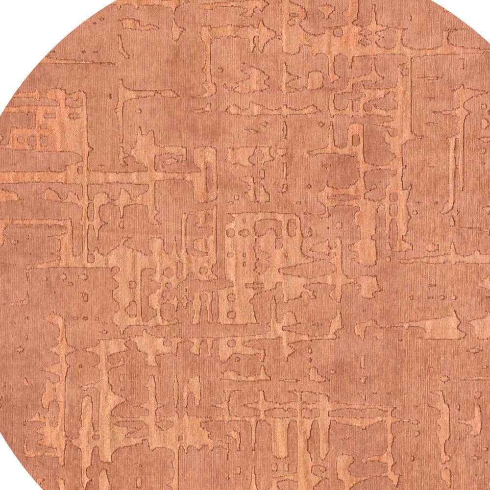 8' Orange Round Abstract Non Skid Area Rug