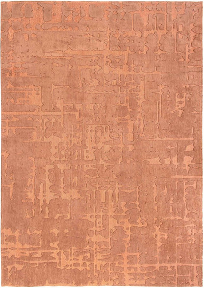 8' Orange Round Abstract Non Skid Area Rug
