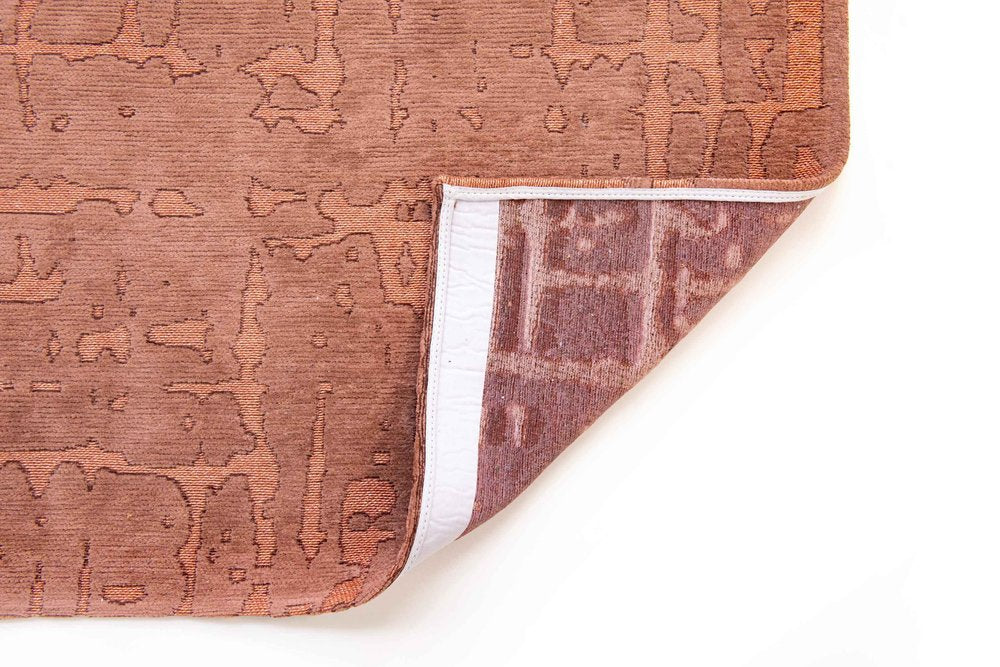 8' Orange Round Abstract Non Skid Area Rug