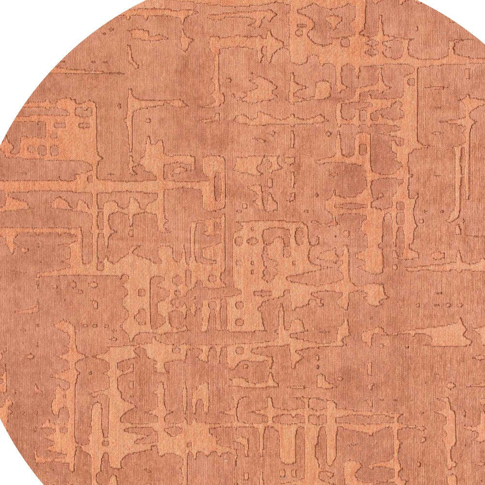 5' Orange Round Abstract Non Skid Area Rug