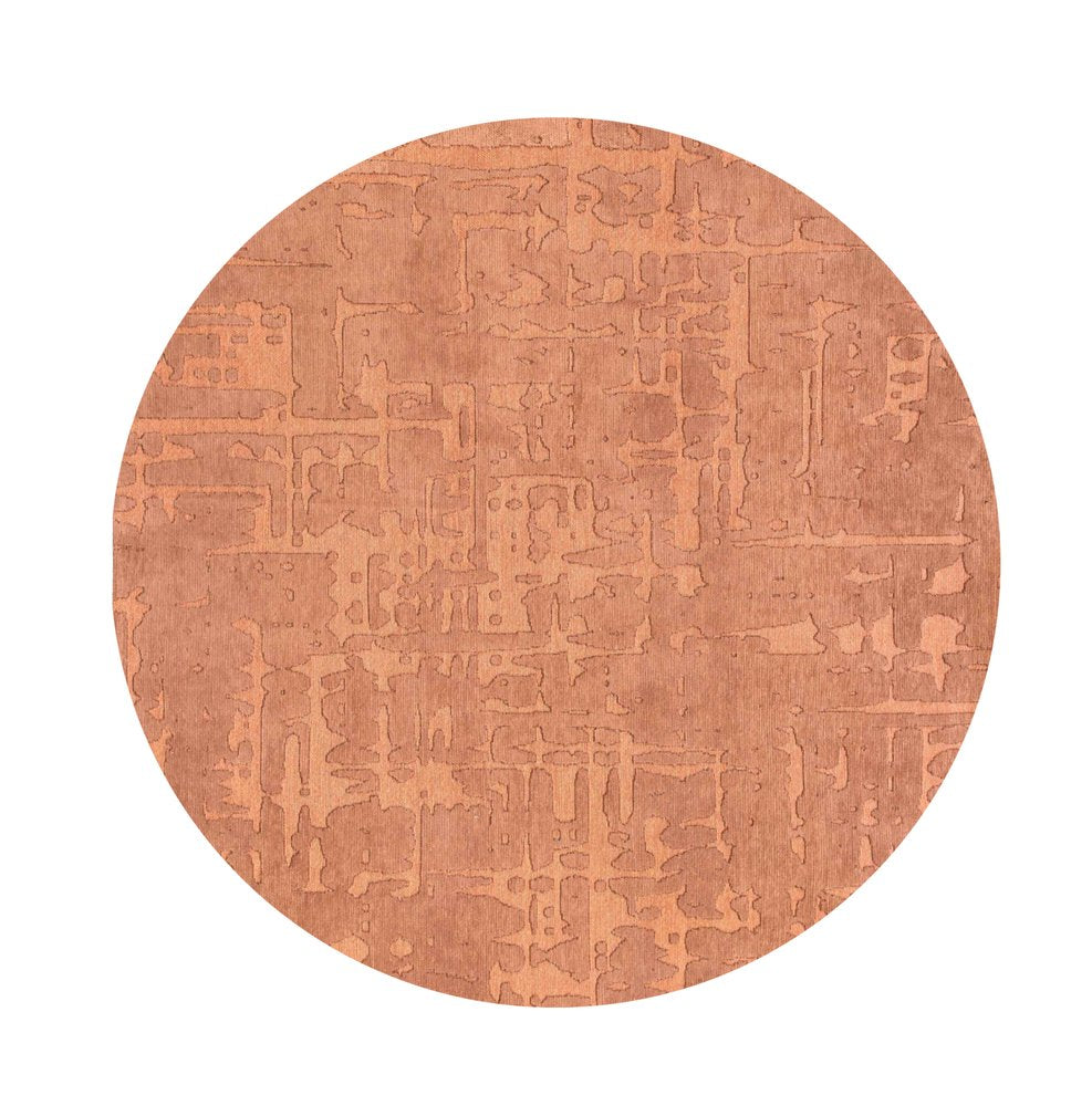 5' Orange Round Abstract Non Skid Area Rug