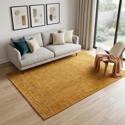 5' X 7' Yellow Abstract Non Skid Area Rug