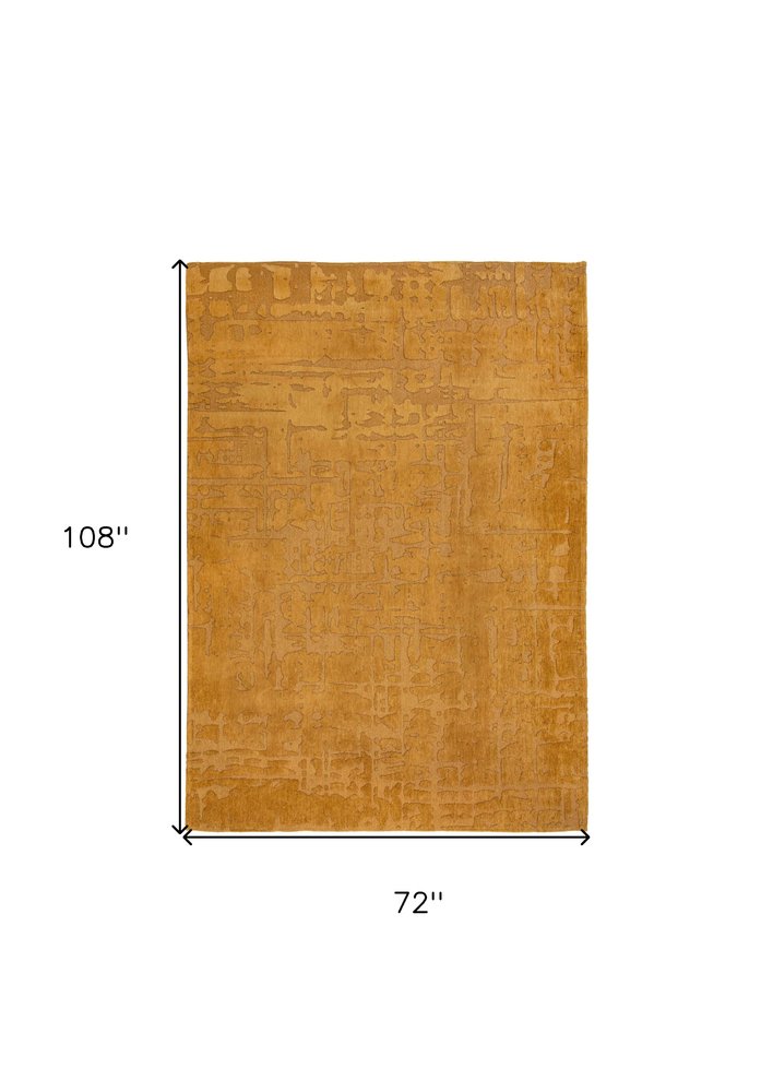 7' X 9' Yellow Abstract Non Skid Area Rug
