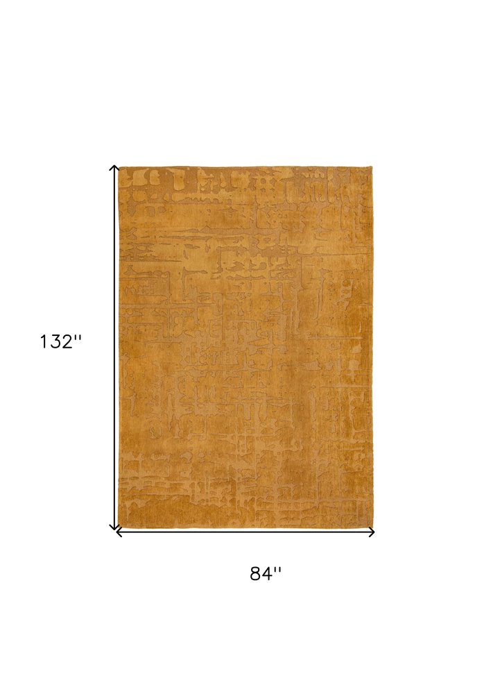 8' X 11' Yellow Abstract Non Skid Area Rug