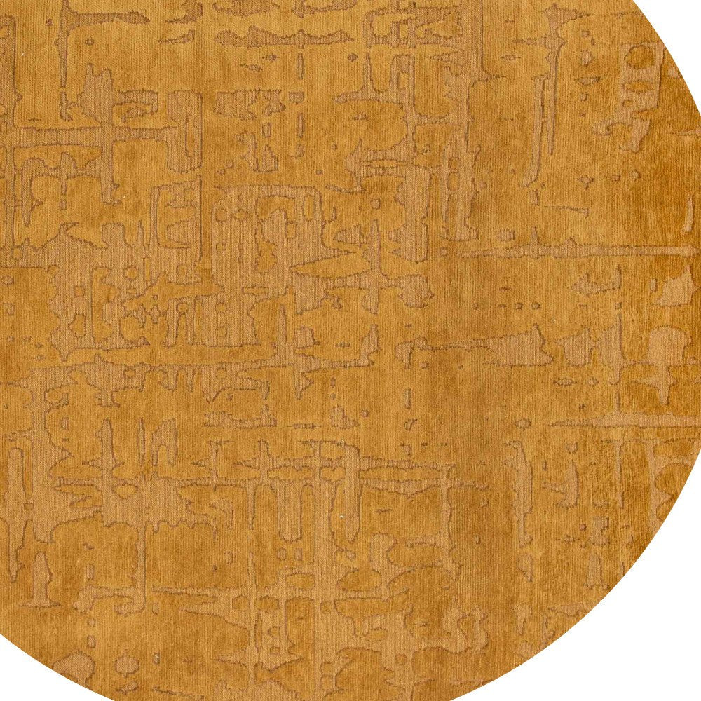 8' Yellow Round Abstract Non Skid Area Rug