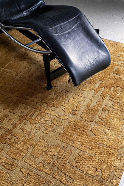 8' Yellow Round Abstract Non Skid Area Rug