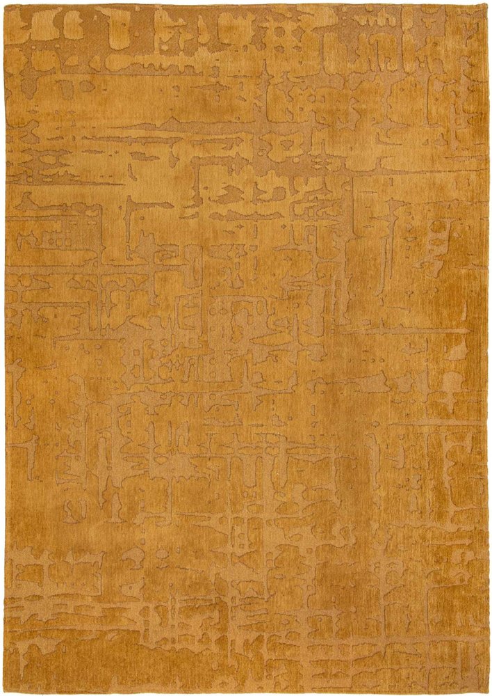 8' Yellow Round Abstract Non Skid Area Rug