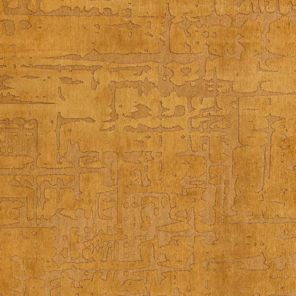 8' Yellow Round Abstract Non Skid Area Rug