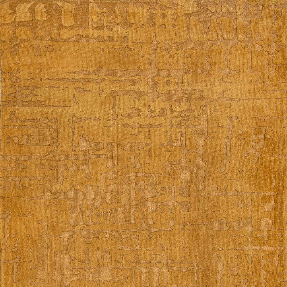 8' Yellow Round Abstract Non Skid Area Rug