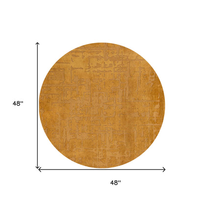 5' Yellow Round Abstract Non Skid Area Rug