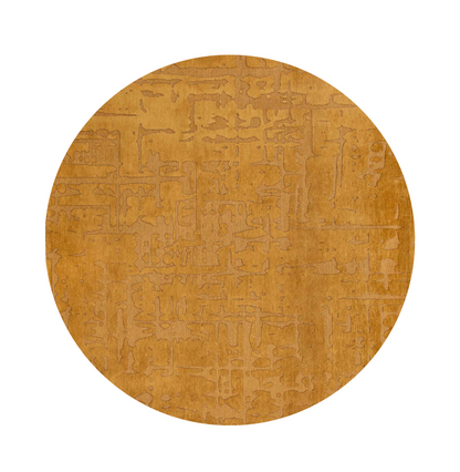 5' Yellow Round Abstract Non Skid Area Rug