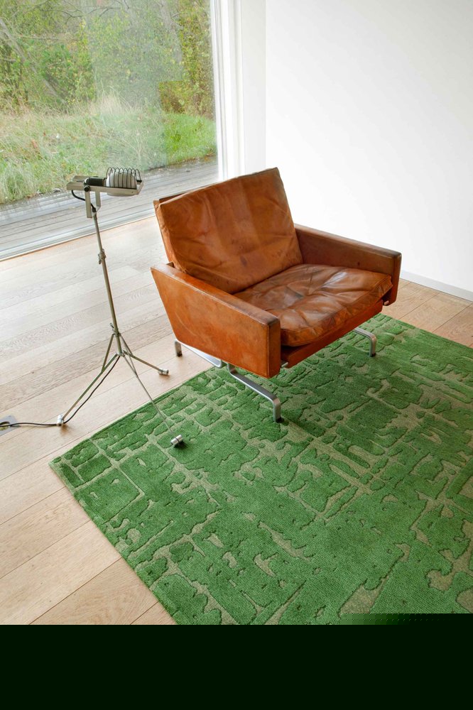 3' X 5' Green Abstract Non Skid Area Rug