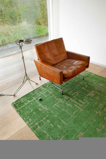 3' X 5' Green Abstract Non Skid Area Rug