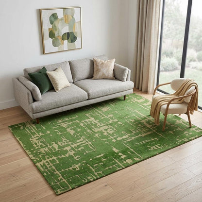 6' X 8' Green Abstract Non Skid Area Rug