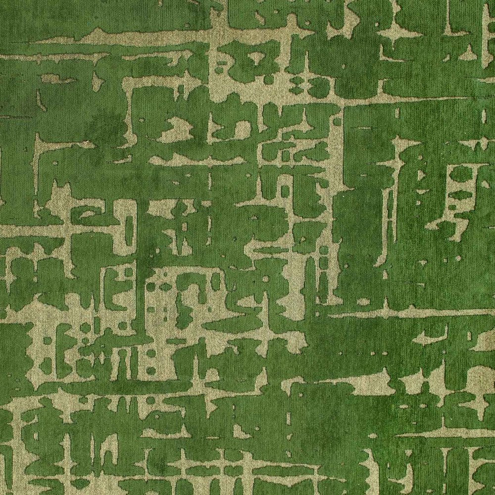 7' X 9' Green Abstract Non Skid Area Rug