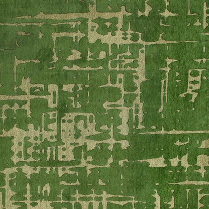 7' X 9' Green Abstract Non Skid Area Rug