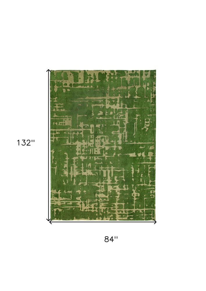 8' X 11' Green Abstract Non Skid Area Rug