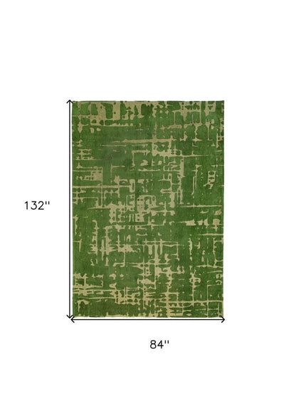 8' X 11' Green Abstract Non Skid Area Rug